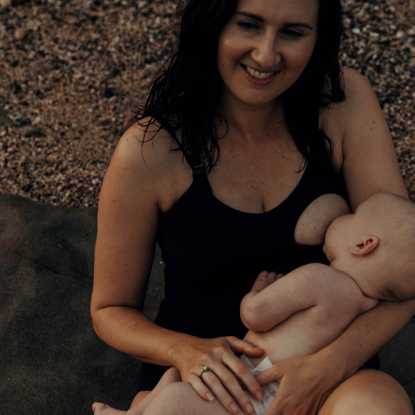 FINAL SALE Breastfeeding Swimsuit Tankini Black