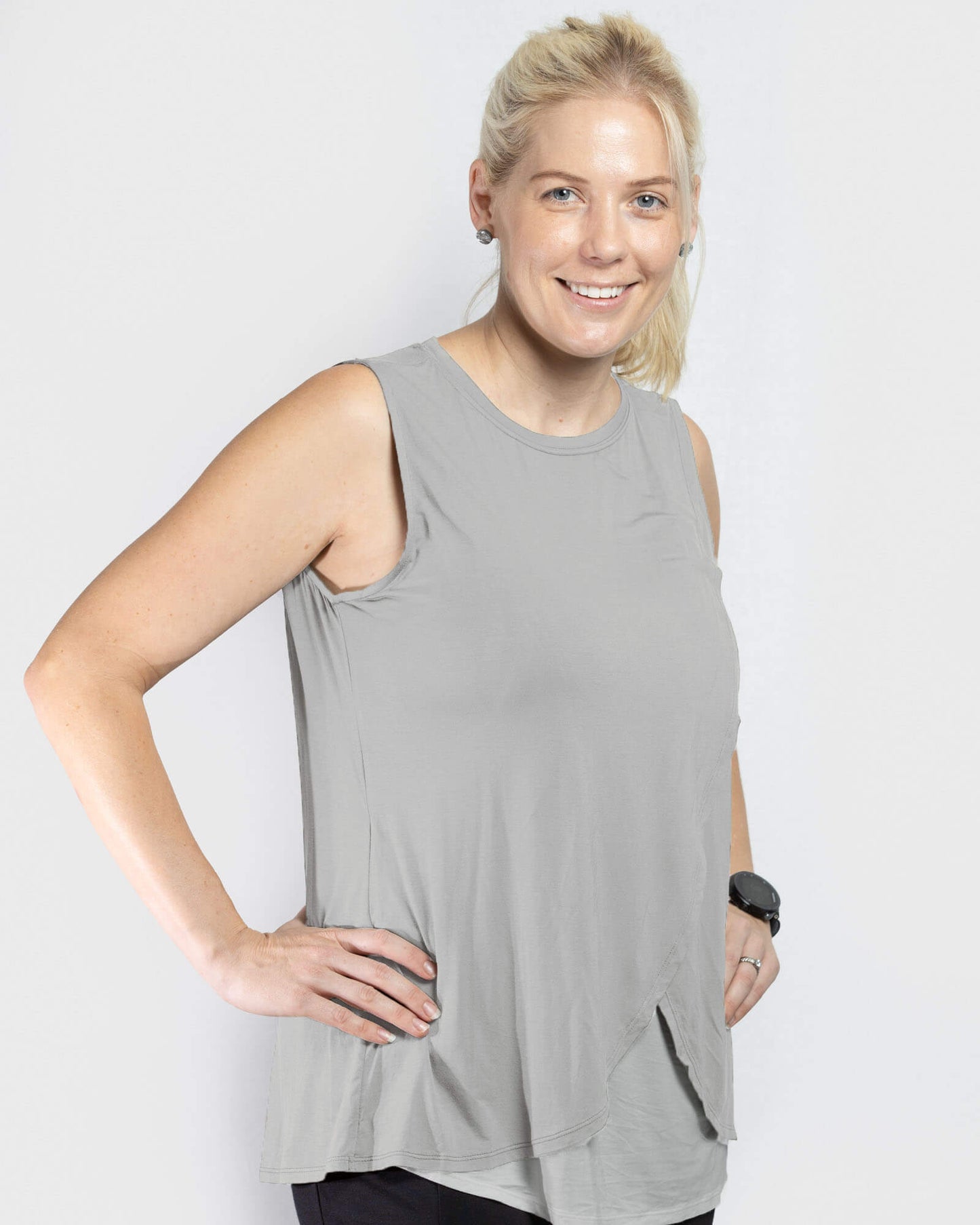 Jessica Cross Over Nursing Tank - Grey Marle